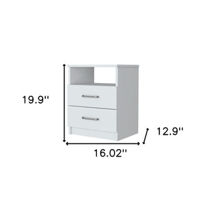 Homeroots 20" White Two Drawer Faux Wood Nightstand   534892