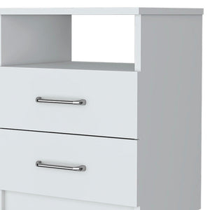 Homeroots 20" White Two Drawer Faux Wood Nightstand   534892