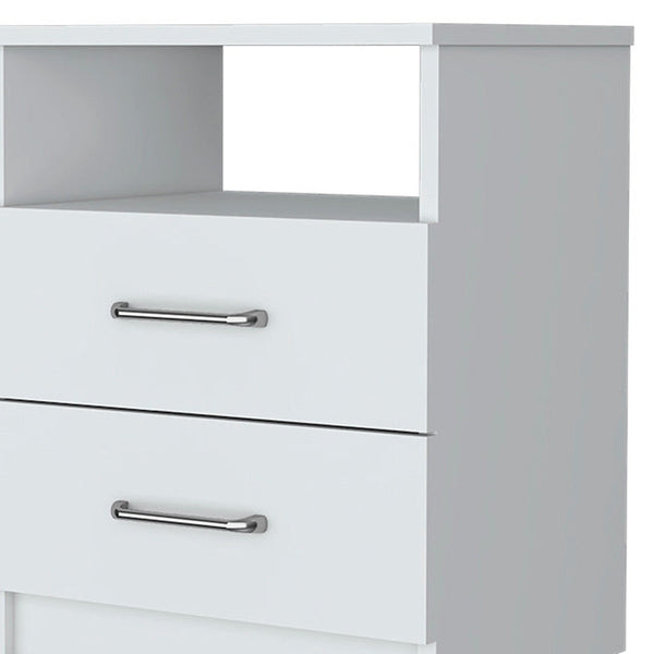 Homeroots 20" White Two Drawer Faux Wood Nightstand   534892