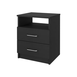 Homeroots 20" Black Two Drawer Faux Wood Nightstand   534893