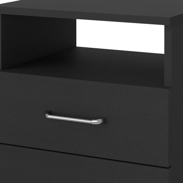 Homeroots 20" Black Two Drawer Faux Wood Nightstand   534893