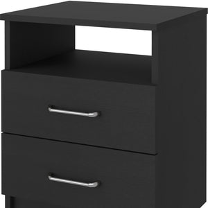 Homeroots 20" Black Two Drawer Faux Wood Nightstand   534893