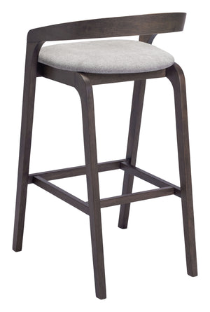 Zuo Modern Troy Barstool Set Of 2 In Dove Gray & Espresso - Chic, Comfortable Design For Modern Spaces Gray 100% Polyester,Rubberwood 110400-zuo-modern