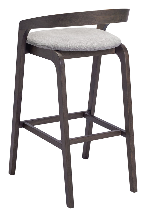 Zuo Modern Troy Barstool Set Of 2 In Dove Gray & Espresso - Chic, Comfortable Design For Modern Spaces Gray 100% Polyester,Rubberwood 110400-zuo-modern
