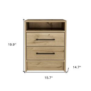 Homeroots 20" Oak Two Drawer Faux Wood Nightstand   534895