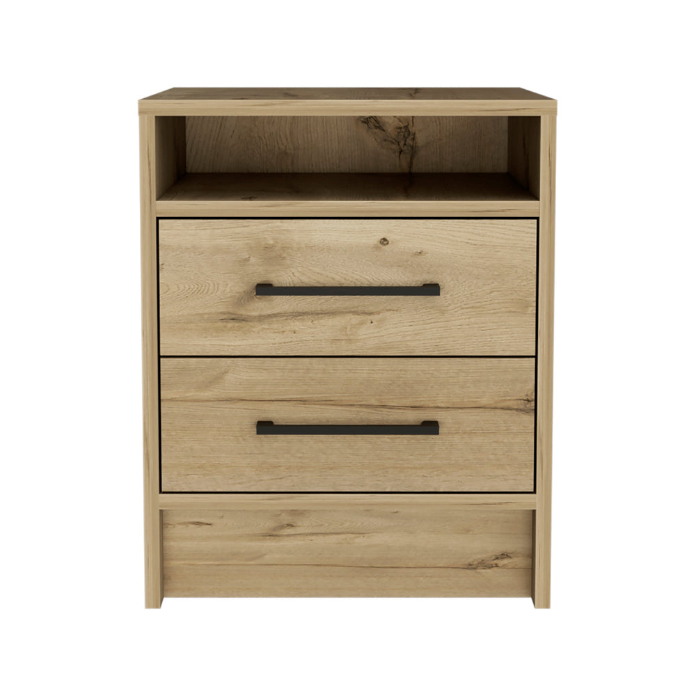 Homeroots 20" Oak Two Drawer Faux Wood Nightstand   534895