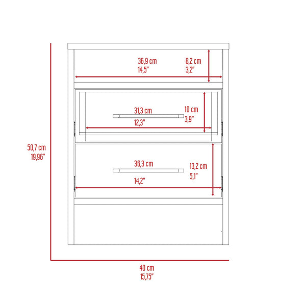 Homeroots 20" Oak Two Drawer Faux Wood Nightstand   534895