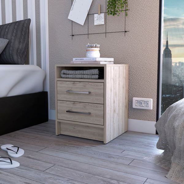 Homeroots 20" Light Gray Two Drawer Faux Wood Nightstand   534898