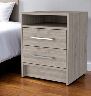 Homeroots 20" Light Gray Two Drawer Faux Wood Nightstand   534898