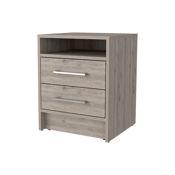 Homeroots 20" Light Gray Two Drawer Faux Wood Nightstand   534898