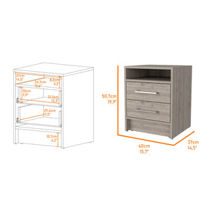 Homeroots 20" Light Gray Two Drawer Faux Wood Nightstand   534898