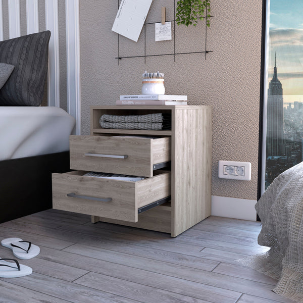 Homeroots 20" Light Gray Two Drawer Faux Wood Nightstand   534898