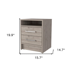 Homeroots 20" Light Gray Two Drawer Faux Wood Nightstand   534898
