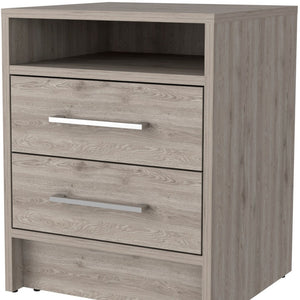 Homeroots 20" Light Gray Two Drawer Faux Wood Nightstand   534898