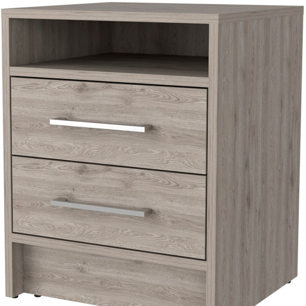 Homeroots 20" Light Gray Two Drawer Faux Wood Nightstand   534898