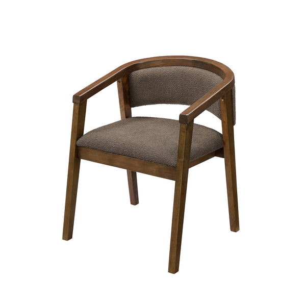 English Elm Christopher Knight Home® - U-shaped Mid-Century Dining Chair with Armrests, Bouclé Upholstery, High-Density Foam Comfort Brown,Walnut N771P331338W