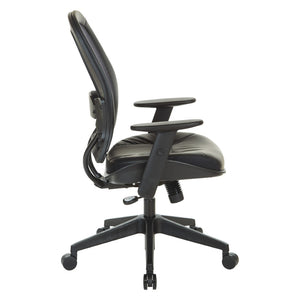 OSP Home Furnishings Dark Air Grid Back Manager Chair with Lumbar Support and Antimicrobial Seat Fabric 5790D-R107
