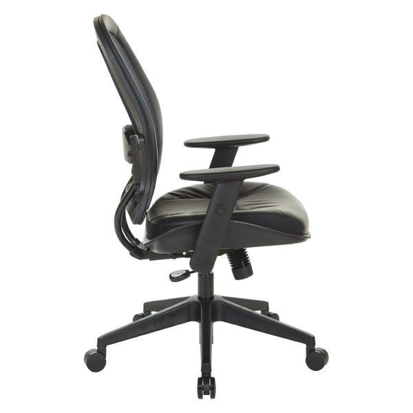 OSP Home Furnishings Dark Air Grid Back Manager Chair with Lumbar Support and Antimicrobial Seat Fabric 5790D-R107