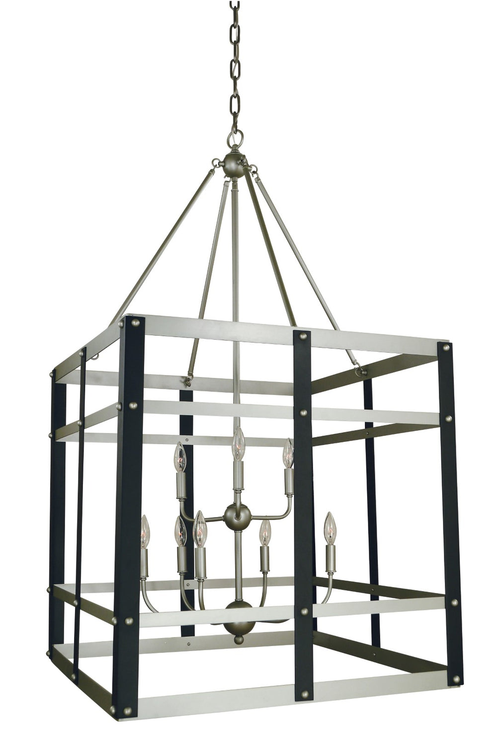 Framburg 9-light Satin Pewter/Matte Black Metro Artisan Chandelier - Elegant Foyer Lighting For Any Space Satin Pewter,Matte Black Metal 5349 Sp/Mblack