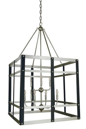 Framburg 9-light Satin Pewter/Matte Black Metro Artisan Chandelier - Elegant Foyer Lighting For Any Space Satin Pewter,Matte Black Metal 5349 Sp/Mblack
