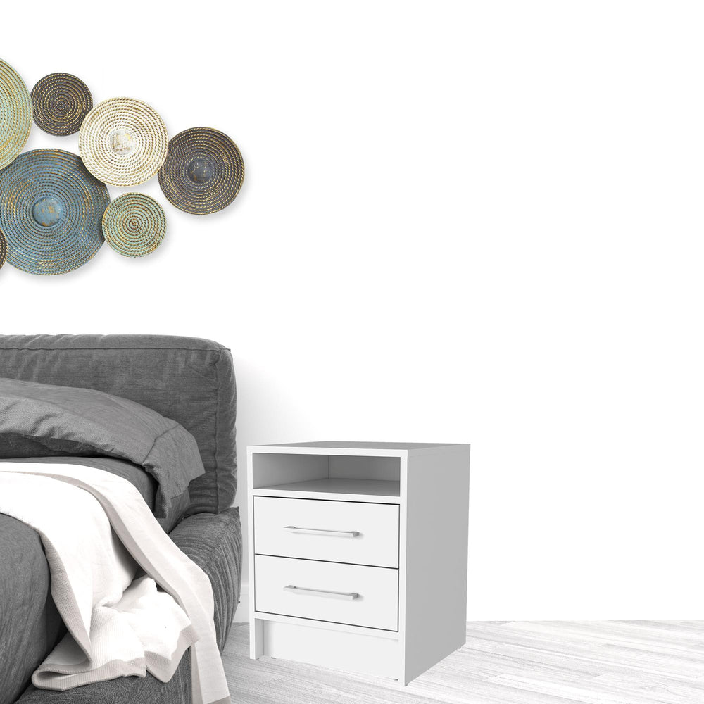 Homeroots 20" White Two Drawers Faux Wood Nightstand   534901