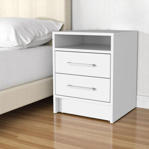 HomeRoots 20" Elegant White Wood Nightstand with Two Drawers, Open Shelf & Modern Design for Versatile Use 534901