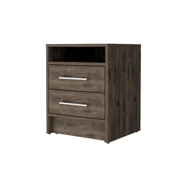 HomeRoots 20" Dark Brown Wood Nightstand with Two Drawers, Modern Design, Compact Storage for Every Bedroom 534902