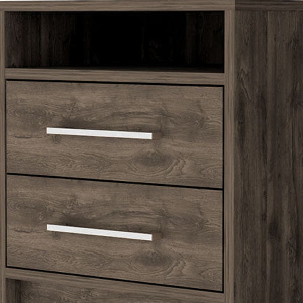 HomeRoots 20" Dark Brown Wood Nightstand with Two Drawers, Modern Design, Compact Storage for Every Bedroom 534902
