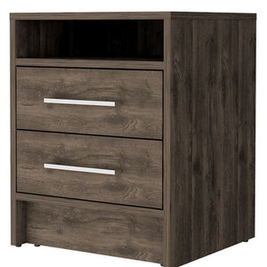 HomeRoots 20" Dark Brown Wood Nightstand with Two Drawers, Modern Design, Compact Storage for Every Bedroom 534902