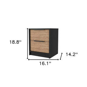 Homeroots 19" Black And Natural Two Drawer Faux Wood Nightstand   534905