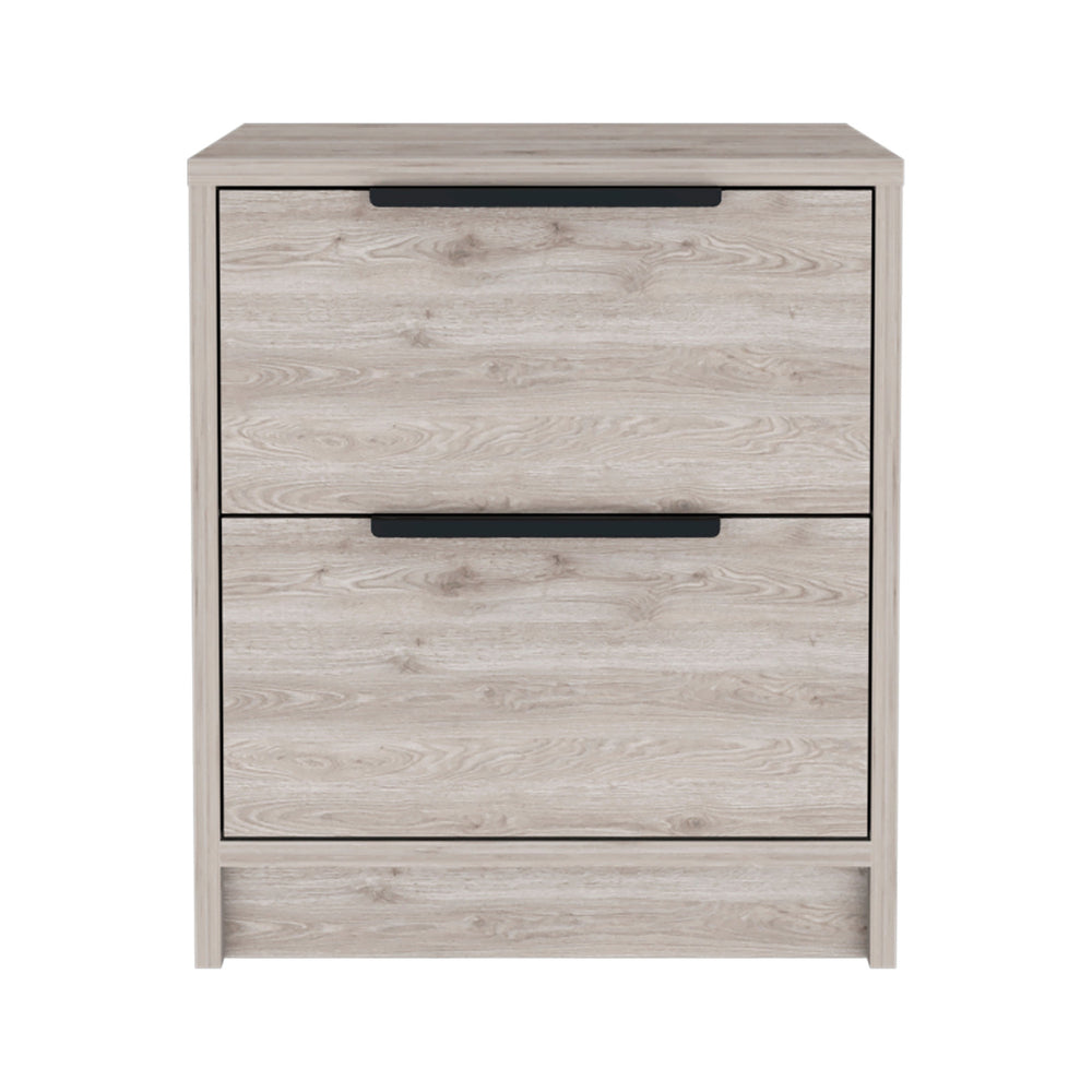 Homeroots 19" Light Gray Two Drawer Faux Wood Nightstand   534906