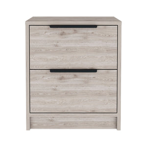 Homeroots 19" Light Gray Two Drawer Faux Wood Nightstand   534906