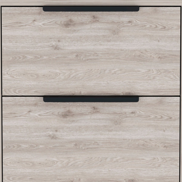 Homeroots 19" Light Gray Two Drawer Faux Wood Nightstand   534906