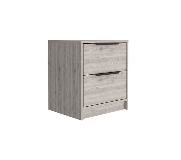 Homeroots 19" Light Gray Two Drawer Faux Wood Nightstand   534906