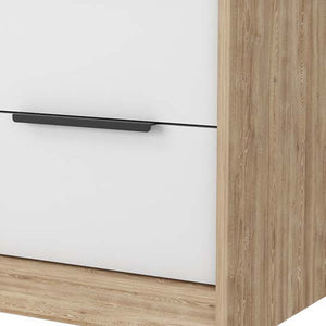 Homeroots 19" White And Natural Two Drawer Faux Wood Nightstand   534907