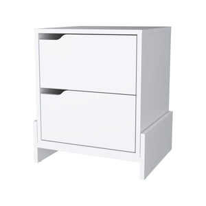Homeroots 20" White Two Drawer Faux Wood Nightstand   534909