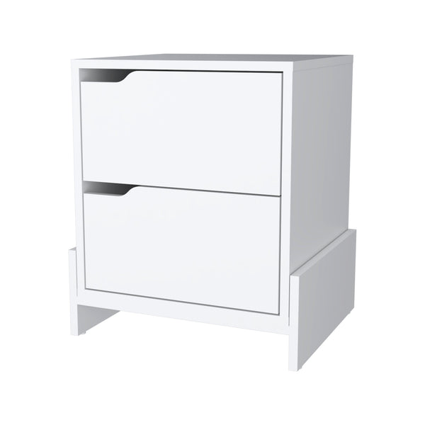 Homeroots 20" White Two Drawer Faux Wood Nightstand   534909
