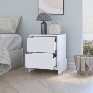 Homeroots 20" White Two Drawer Faux Wood Nightstand   534909