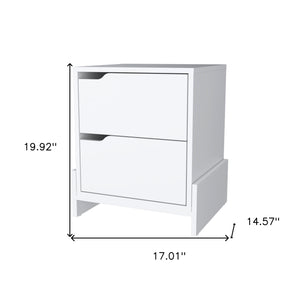 Homeroots 20" White Two Drawer Faux Wood Nightstand   534909