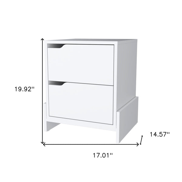 Homeroots 20" White Two Drawer Faux Wood Nightstand   534909
