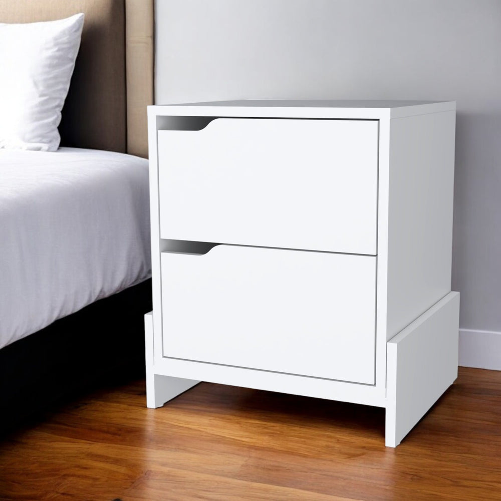 Homeroots 20" White Two Drawer Faux Wood Nightstand   534909