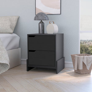 Homeroots 20" Black Two Drawer Faux Wood Nightstand   534910
