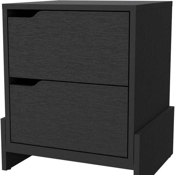 Homeroots 20" Black Two Drawer Faux Wood Nightstand   534910