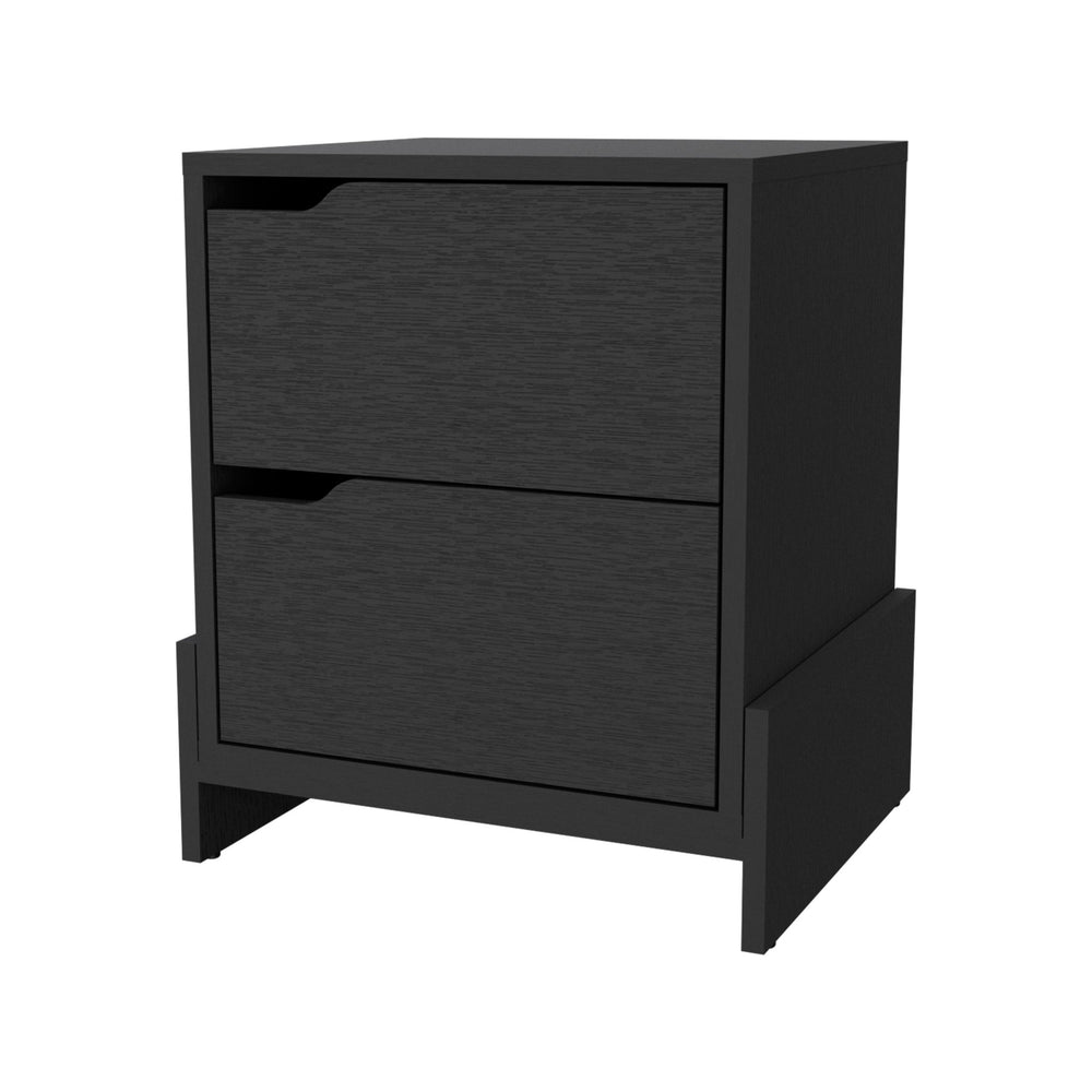 Homeroots 20" Black Two Drawer Faux Wood Nightstand   534910