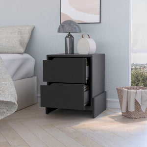 Homeroots 20" Black Two Drawer Faux Wood Nightstand   534910