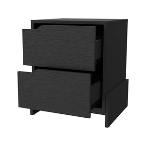 Homeroots 20" Black Two Drawer Faux Wood Nightstand   534910