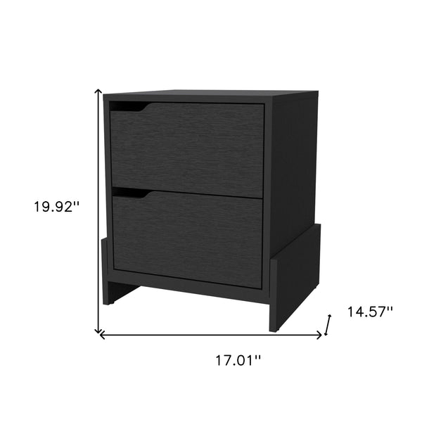 Homeroots 20" Black Two Drawer Faux Wood Nightstand   534910