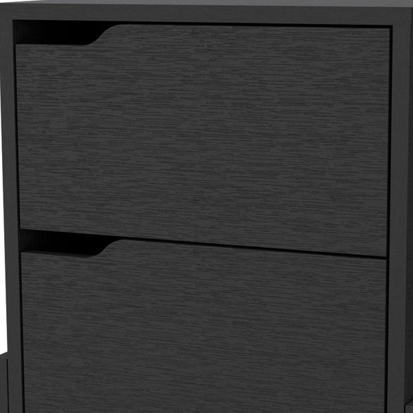 Homeroots 20" Black Two Drawer Faux Wood Nightstand   534910
