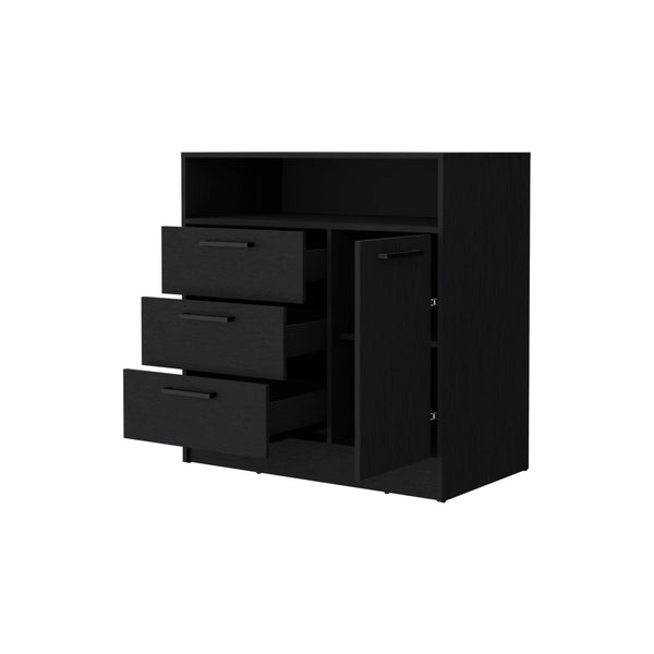 Homeroots 35" Black Three Drawer Dresser  Manufactured Wood 534923