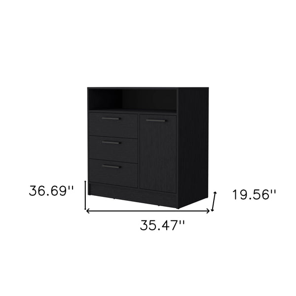Homeroots 35" Black Three Drawer Dresser  Manufactured Wood 534923